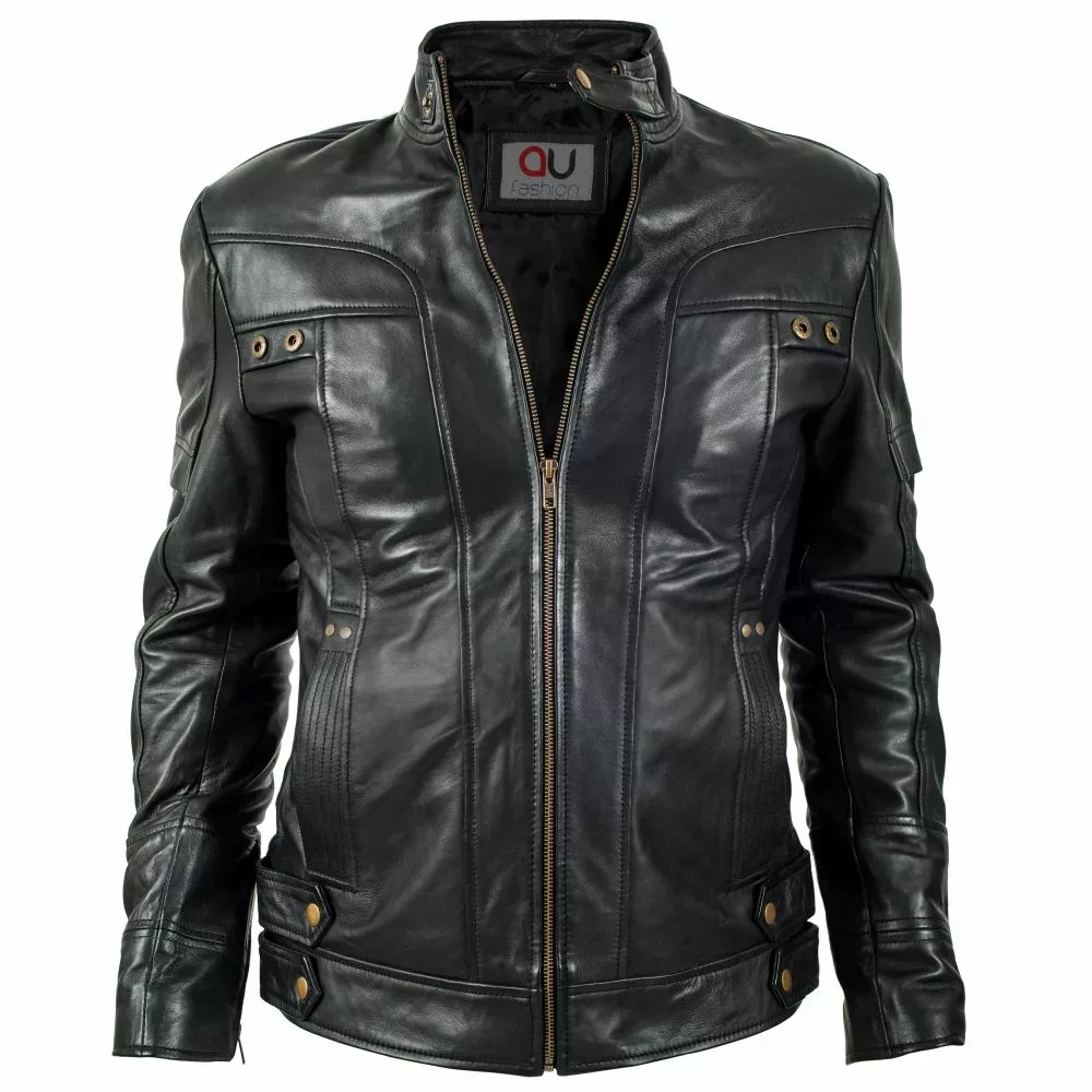Try Avalon Biker Black Leather Jacket by AU Fashion - The jacket is made from premium quality leather.